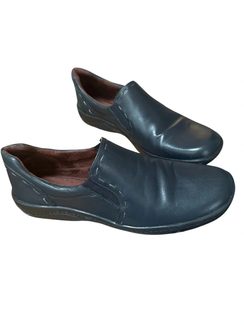 Women’s Navy Naturalizer Leather Slip On 7.5 Narrow. EUC